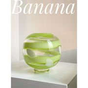 花瓶店北欧可爱青翠绿色迷你小圆球花器莫兰迪玻璃圆罐