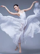 古典舞蹈演出服女飘逸半身，长裙720度大摆裙一片式，绑带现代舞纱裙