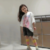 夏季韩国亲子装女童时尚，美少女纯棉宽松短袖，t恤甜美卡通半袖上衣