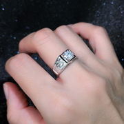 一克拉莫桑钻小众设计个性结婚男款情侣婚戒锆石钻石戒指男仿真