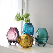 加厚花瓶水晶玻璃彩色乔迁装饰品，软装j样板间艺术花器台面