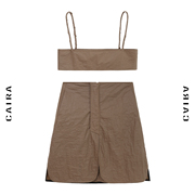 CAIRA 21纯手工绕结短吊带短裙套装 做皱工艺特殊面料独立设计师