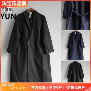 YUN韫春季西装领九分袖长风衣 百搭腰系带一粒扣宽松显瘦女长外套