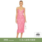 Bardot HADLEY 蕾丝印花连衣裙revolve时尚小众花瓣粉