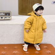 韩国男女童中长羽绒服冬季洋气，婴幼儿童宝宝加绒加厚冬装外套