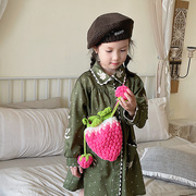 针织毛线儿童包包可爱女孩草莓斜挎包女童手工编织小宝宝零钱包潮