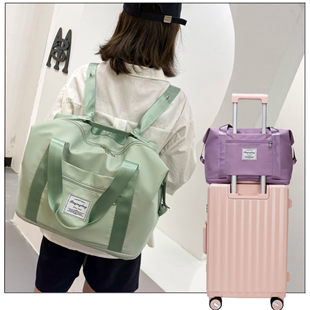 手提旅行包大容量女待产收纳袋短途可套拉杆箱行李袋，折叠双肩背包