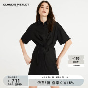 CLAUDIE PIERLOTOutlet春秋女装黑色衬衫领短款连衣裙CFPRO01427