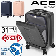 日本直邮ACE可扩展静音轮大容量带前盖拉杆行李登机箱旅行箱