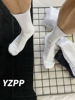 YZPP男士袜子纯棉运动纯色毛巾底加厚白色长筒长袜秋冬白袜