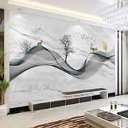 轻奢电视背景墙壁纸现代简约抽象壁画5d客厅墙纸北欧麋鹿立体墙布