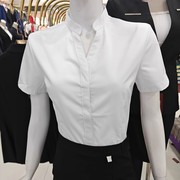 商务v领白衬衫女职业装短袖通勤修身长袖立领衬衣百搭气质工作服