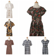 vintage古着孤品日本复古夏季文艺森林系短袖连衣裙 森女抽象印花
