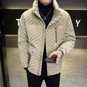 欧洲站轻薄羽绒服男士冬季韩版时尚潮流立领短款休闲棉袍外套
