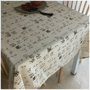 书法风格田园棉麻桌布台布长方形，简约小清新茶几餐桌布定制