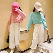 女童爵士服套装2024韩国中大童舞蹈，练功服女孩网红走秀糖果露脐装
