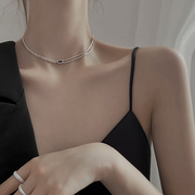 S925纯银方牌复古项链2021年女小众设计感锁骨链女夏潮颈链