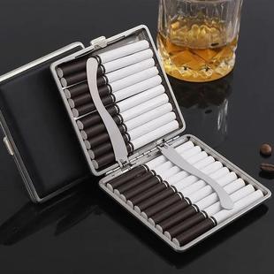 手卷皮质烟盒20支装超薄金属简约香菸便携香烟盒烟烟夹男士