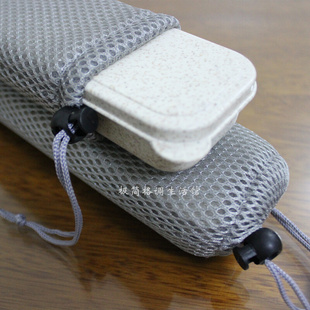 小麦餐具盒专用袋旅行便携餐具袋束口袋布袋网袋餐具盒收纳袋子
