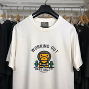 2023夏季流行锻炼的猿人猴头，印花衣服潮流圆领，纯棉打底衫短袖t恤