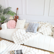 ins兔毛绒异形沙发靠枕，粉色米色抱枕靠垫泡泡绒，圆形云朵装饰腰靠
