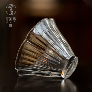 落笙日式花瓣小茶杯子单杯专用耐热玻璃品茗杯水晶主人杯透明日式