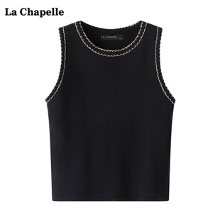 拉夏贝尔/La Chapelle夏条纹吊带针织背心女内搭无袖打底上衣