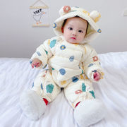 宝宝冬季连体服棉衣婴幼儿便携外出服卡通小童连体衣外套