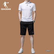 乔丹运动套装男夏季男士polo衫，短袖短裤跑步服男款健身房两件套男