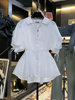 白色蝴蝶结衬衫女高级感2024夏天设计感小众气质收腰翻领上衣