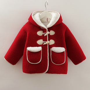 女童外套2023冬装儿童，加厚羊羔绒毛毛衣，宝宝冬季夹棉保暖大衣