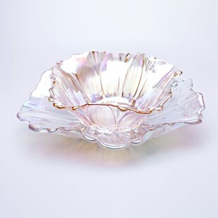 水晶玻璃果盘炫彩水果盘大号向日葵，果盘果碗套装，时尚创意果斗