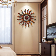 壁饰壁饰欧式客厅墙上装饰品，创意立体木挂饰太阳，壁挂复古轻奢挂件