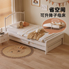 单人床1米2儿童拼接床，白色实木床现代简约一米宽抽拉床子母床拖床