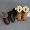 儿童牛皮雪地靴2023年冬季皮毛一体防滑防水加绒加厚女童时尚棉鞋