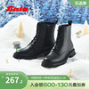 Bata马丁靴女冬季商场牛皮英伦风牛皮粗跟短筒靴53211DD2