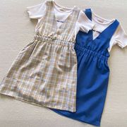 130-150码外贸日单夏季童装女童，中大童假两件背心，短袖连衣裙