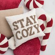 ins圣诞抱枕沙发靠垫汽车靠枕，抱枕套红白色，糖果心形staycozy拐棍