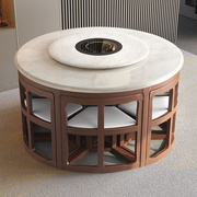 大理石餐桌椅组合现代简约伸缩家用饭桌小户型，家具实木折叠圆桌子