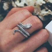 设计小众个性，缠绕蛇形钛钢情侣戒指，男女款