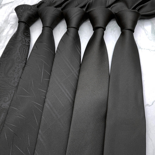 中青年正装商务西服经典传统领呔休闲时尚宽版黑色条纹格子领带男
