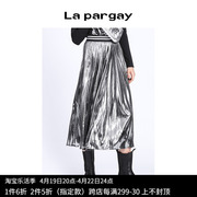 Lapargay纳帕佳2023女装裙子个性时尚休闲中长款风琴褶长半裙