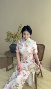 自制款小清新甜美大码胖mm新中式旗袍显瘦夏季200斤裙子