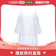 香港直邮潮奢 Guess女士衫白色蕾丝镂空装饰休闲吊带露肩宽松夏季