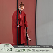 日着年红色大衣外套2023冬季设计感小众高端中长款气质双面呢