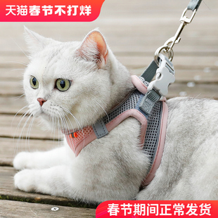 猫咪牵引绳防挣脱溜猫绳，春夏外出专用背心，式胸背带狗狗小型犬用品