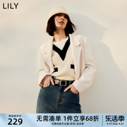 lily女装时尚ins潮流洋气，别致通勤款宽松超短西装外套