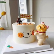 儿童小孩生日蛋糕装饰摆件网红白衣狗熊卫衣维尼熊小熊蜡烛插件