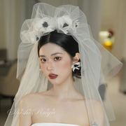 2023超仙手工花朵头饰，韩式新娘头纱发饰，婚纱礼服套装旅拍配饰