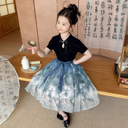 新中式国风套装汉服女童，2024夏季儿童装薄款